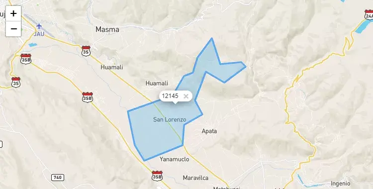 Mapa de la zona del código postal 12145 en San Lorenzo, Junín