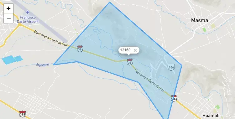 Mapa de la zona del código postal 12160 en Ataura, Junín