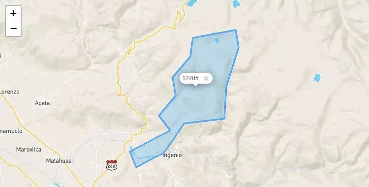 Mapa de la zona del código postal 12205 en Quichuay, Junín