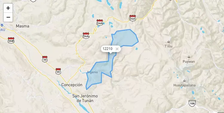 Mapa de la zona del código postal 12210 en Ingenio, Junín