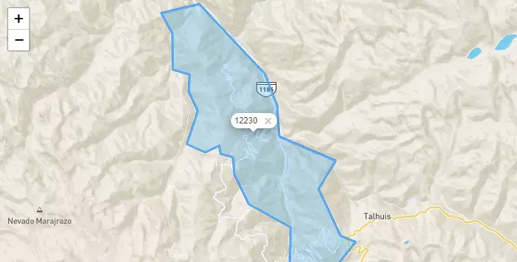 Mapa de la zona del código postal 12230 en Mariscal Castilla, Junín