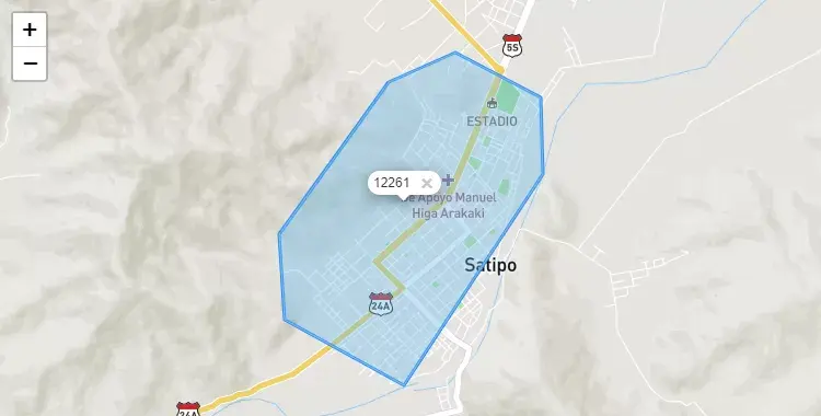 Mapa de Satipo, capital de la provincia de Satipo, Junín