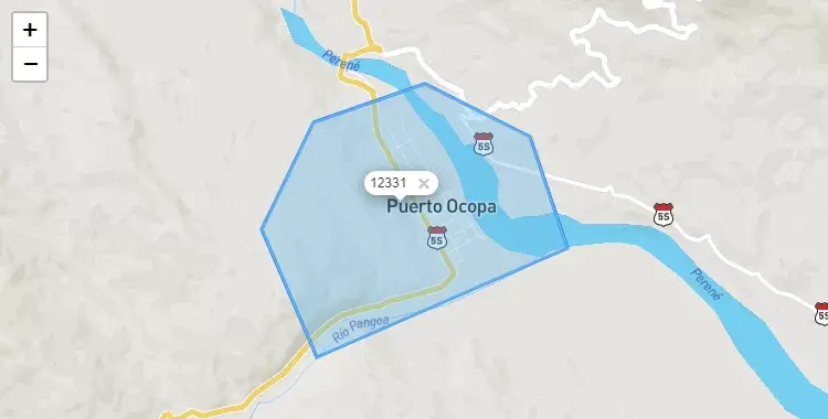 Mapa de la zona del código postal 12331 en Río Tambo, Junín
