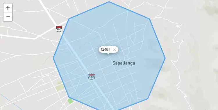 Mapa de la zona del código postal 12401 en Sapallanca, Junín