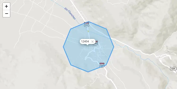 Mapa de la zona del código postal 12404 en Pucará, Junín