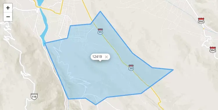 Mapa de la zona del código postal 12419 en Huacrapuquio, Junín