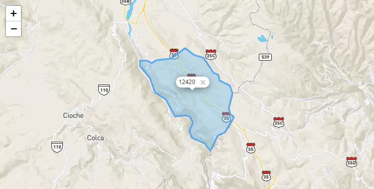 Mapa de la zona del código postal 12420 en Cullhuas, Junín
