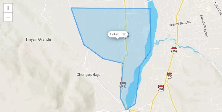 Mapa de la zona del código postal 12428 en Tres de Diciembre, Junín
