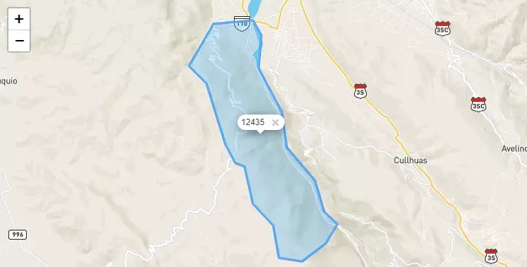 Mapa de la zona del código postal 12435 en Chupuro, Junín