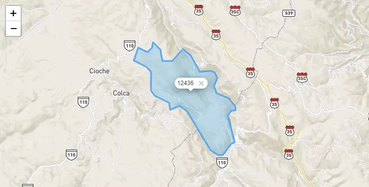 Mapa de la zona del código postal 12436 en Colca, Junín