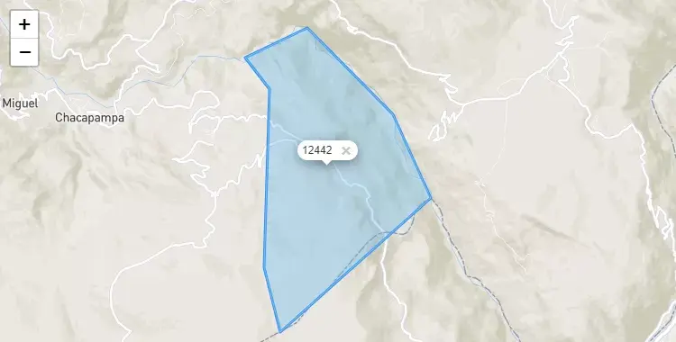 Mapa de la zona del código postal 12442 en Carhuacallanga, Junín