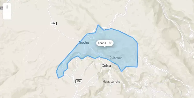 Mapa de la zona del código postal 12451 en Chicche, Junín