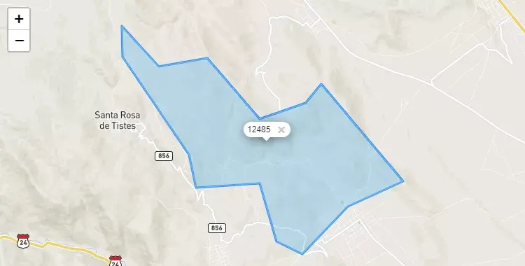 Mapa de la zona del código postal 12485 en Manzanares, Junín