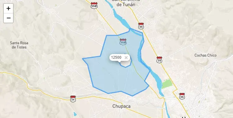 Mapa de la zona del código postal 12500 en Sicaya, Junín