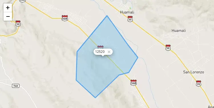 Mapa de la zona del código postal 12520 en Muqui, Junín