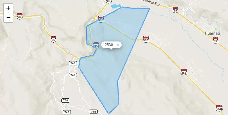 Mapa de la zona del código postal 12530 en Huaripampa, Junín