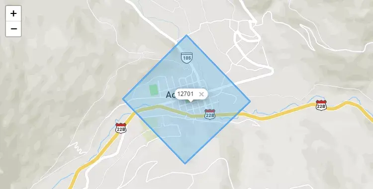 Mapa de la zona del código postal 12701 en Acobamba, Junín