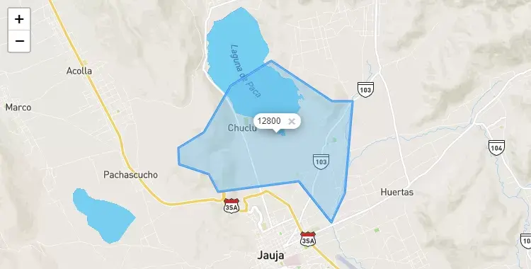 Mapa de la zona del código postal 12800 en Pancan, Junín
