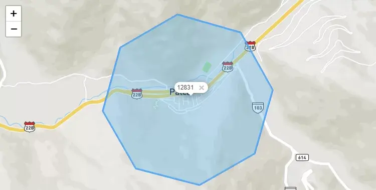 Mapa de la zona del código postal 12831 en Palca, Junín