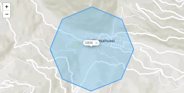 Mapa de la zona del código postal 12836 en Huasahuasi, Junín