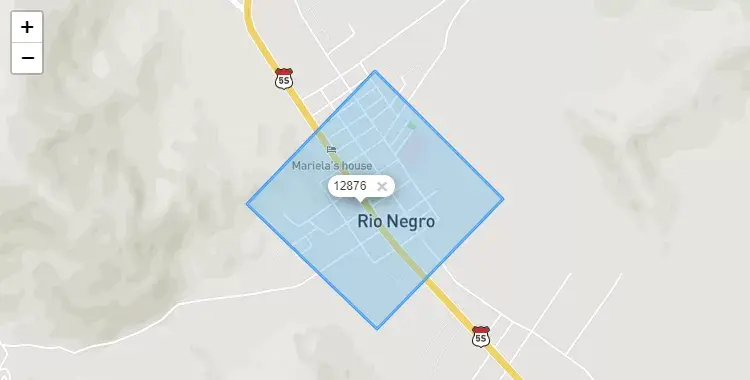 Mapa de la zona del código postal 12876 en Río Negro, Junín
