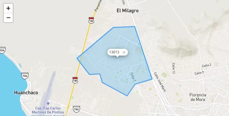 Mapa de la zona del código postal 13013 en La Esperanza, La Libertad