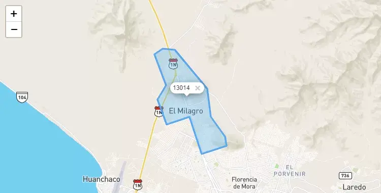 Mapa de la zona del código postal 13014 en Huanchaco, La Libertad