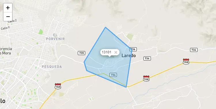 Mapa de la zona del código postal 13101 en Laredo, La Libertad