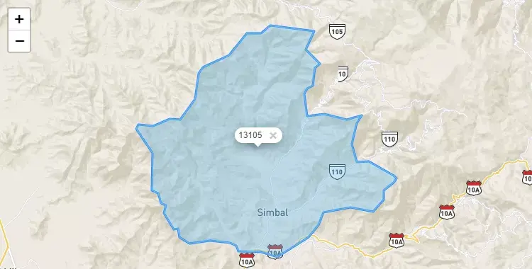 Mapa de la zona del código postal 13105 en Simbal, La Libertad