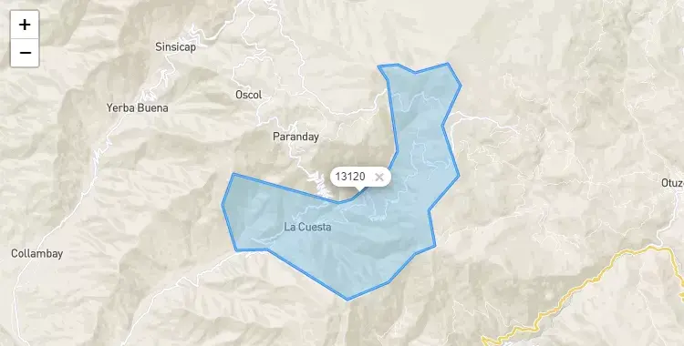 Mapa de la zona del código postal 13120 en La Cuesta, La Libertad