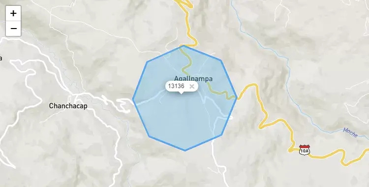 Mapa de la zona del código postal 13136 en Agallpampa, La Libertad