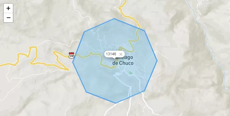 Mapa de la zona del código postal 13146 en Santiago de Chuco, La Libertad