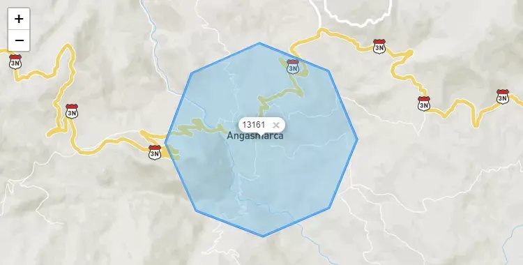 Mapa de Angasmarca, capital de la provincia de Santiago de Chucho, La Libertad