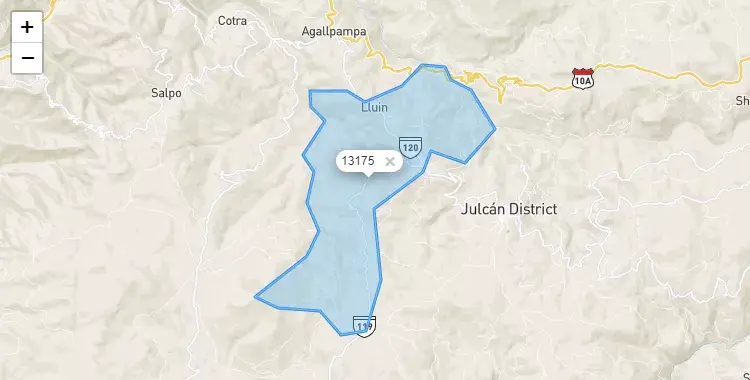 Mapa de la zona del código postal 13175 en Mache, La Libertad