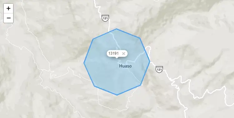 Mapa de la zona del código postal 13191 en Huaso, La Libertad