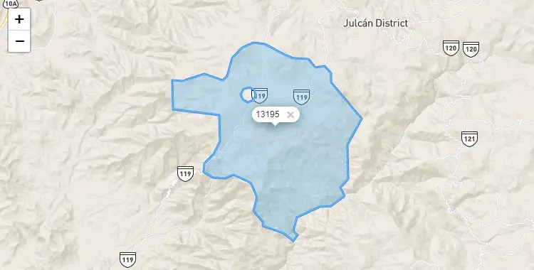 Mapa de la zona del código postal 13195 en Carabamba, La Libertad