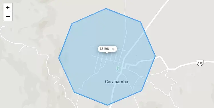 Mapa de la zona del código postal 13196 en Carabamba, La Libertad