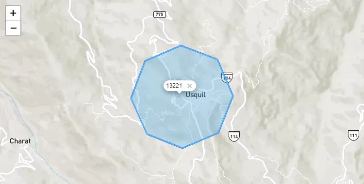 Mapa de la zona del código postal 13221 en Usquil, La Libertad