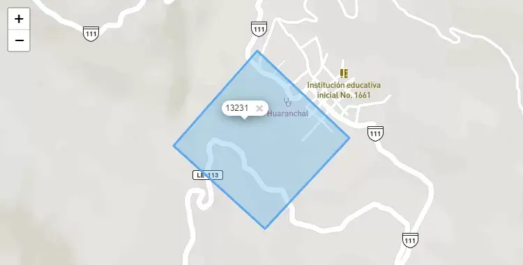 Mapa de la zona del código postal 13231 en Huaranchal, La Libertad
