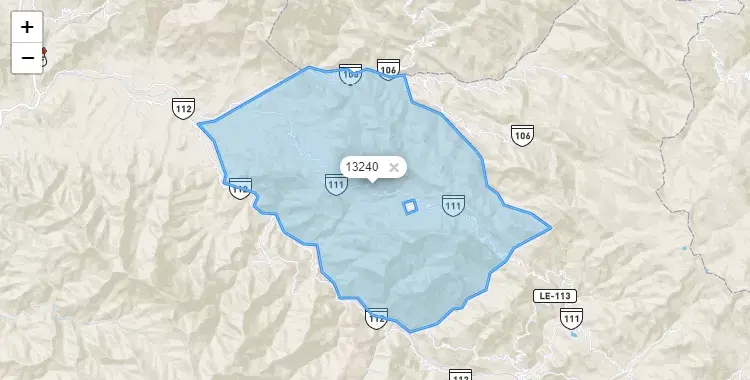Mapa de la zona del código postal 13240 en Lucma, La Libertad