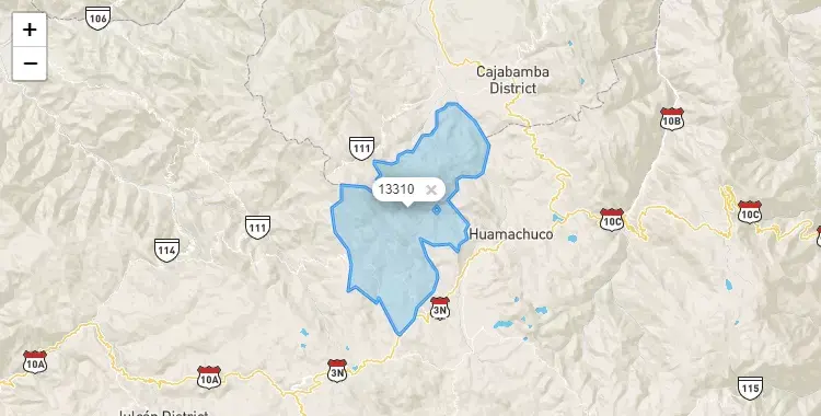 Mapa de la zona del código postal 13310 en Sanagorán, La Libertad