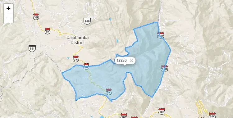 Mapa de la zona del código postal 13320 en Marcabal, La Libertad