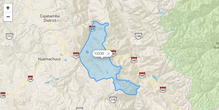 Mapa de la zona del código postal 13330 en Chugay, La Libertad