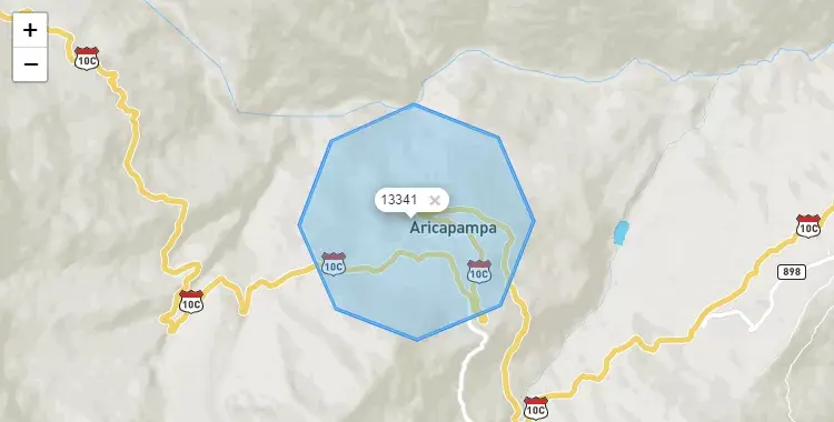 Mapa de la zona del código postal 13341 en Cochorco, La Libertad