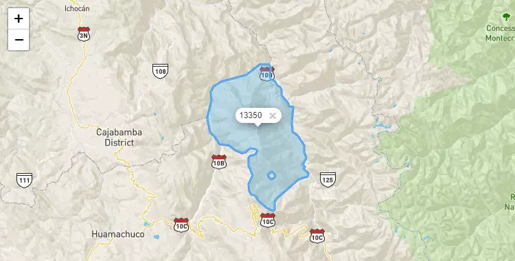 Mapa de la zona del código postal 13350 en Sartimbamba, La Libertad