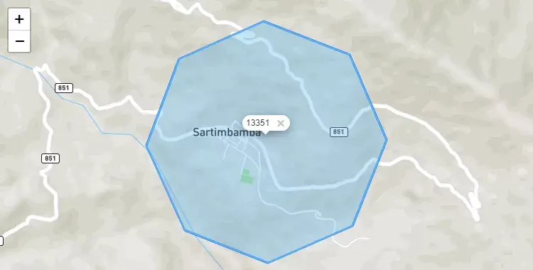 Mapa de la zona del código postal 13351 en Sartimbamba, La Libertad
