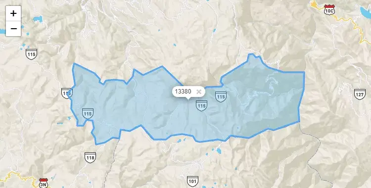 Mapa de la zona del código postal 13380 en Sitabamba, La Libertad
