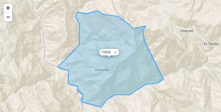 Mapa de la zona del código postal 13430 en Ucuncha, La Libertad
