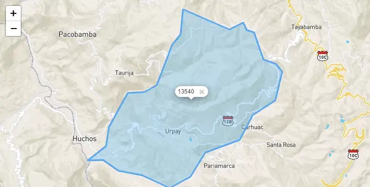 Mapa de la zona del código postal 13540 en Urpay, La Libertad
