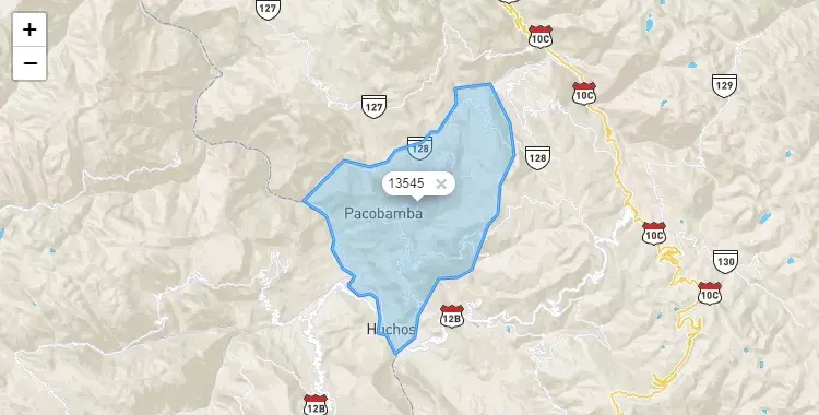 Mapa de la zona del código postal 13545 en Taurija, La Libertad